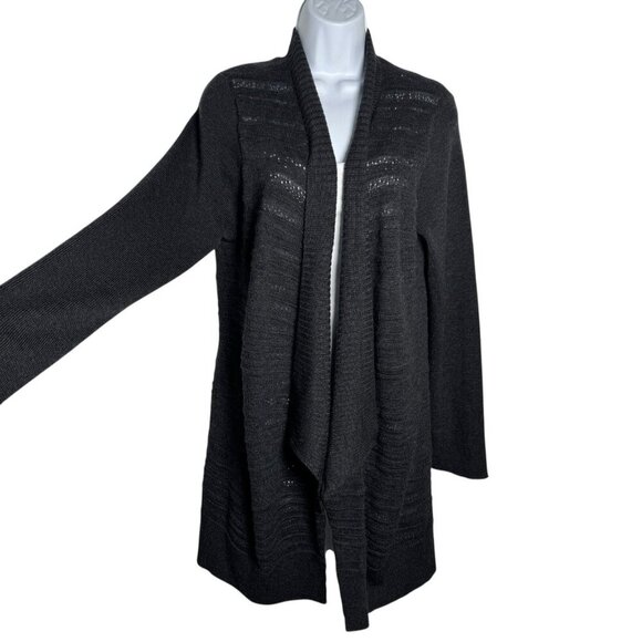 Eileen Fisher System size Large black lightweight cardigan sweater merino wool - Picture 1 of 9